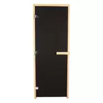 Дверь стеклянная BLACK 1900х700мм (8мм, 3 петли хром 716 CR, коробка осина)