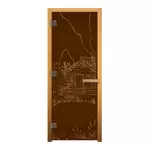 Дверь стеклянная Бронза Матовая "БАНЬКА" 1900х700мм (8мм, 3 петли 710 CR хром, коробка осина)