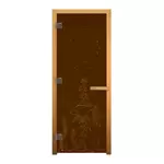 Дверь стеклянная Бронза Матовая "РЫБКА" 1900х700мм (8мм, 3 петли 710 CR хром, коробка осина)
