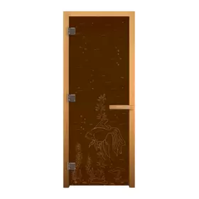 Дверь стеклянная Бронза Матовая "РЫБКА" 1900х700мм (8мм, 3 петли 710 CR хром, коробка осина)