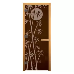 Дверь стеклянная Бронза Матовая "БАМБУК" 1900х700мм (8мм, 3 петли 710 CR хром, коробка осина)